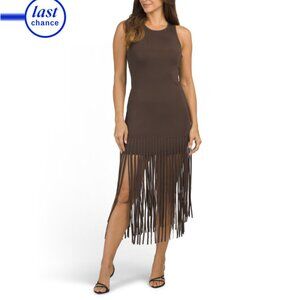 TOCCIN Espresso Margaux Maxi Dress With Fringe Hem